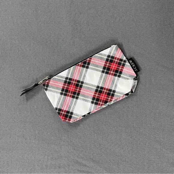 J. Crew Plaid Cosmetic Bag - Red, Black, White: NWOT - Picture 1 of 3